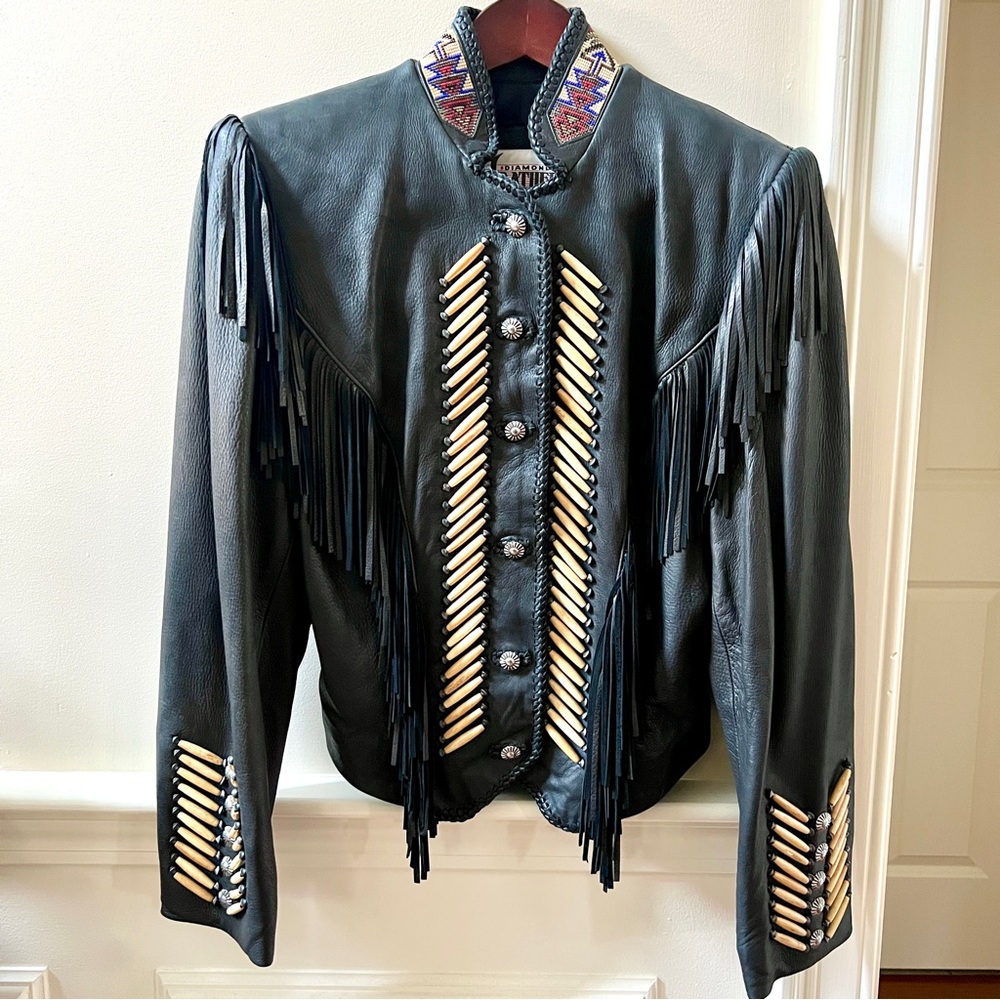 Vintage Diamond Leathers Black Fringe Jacket